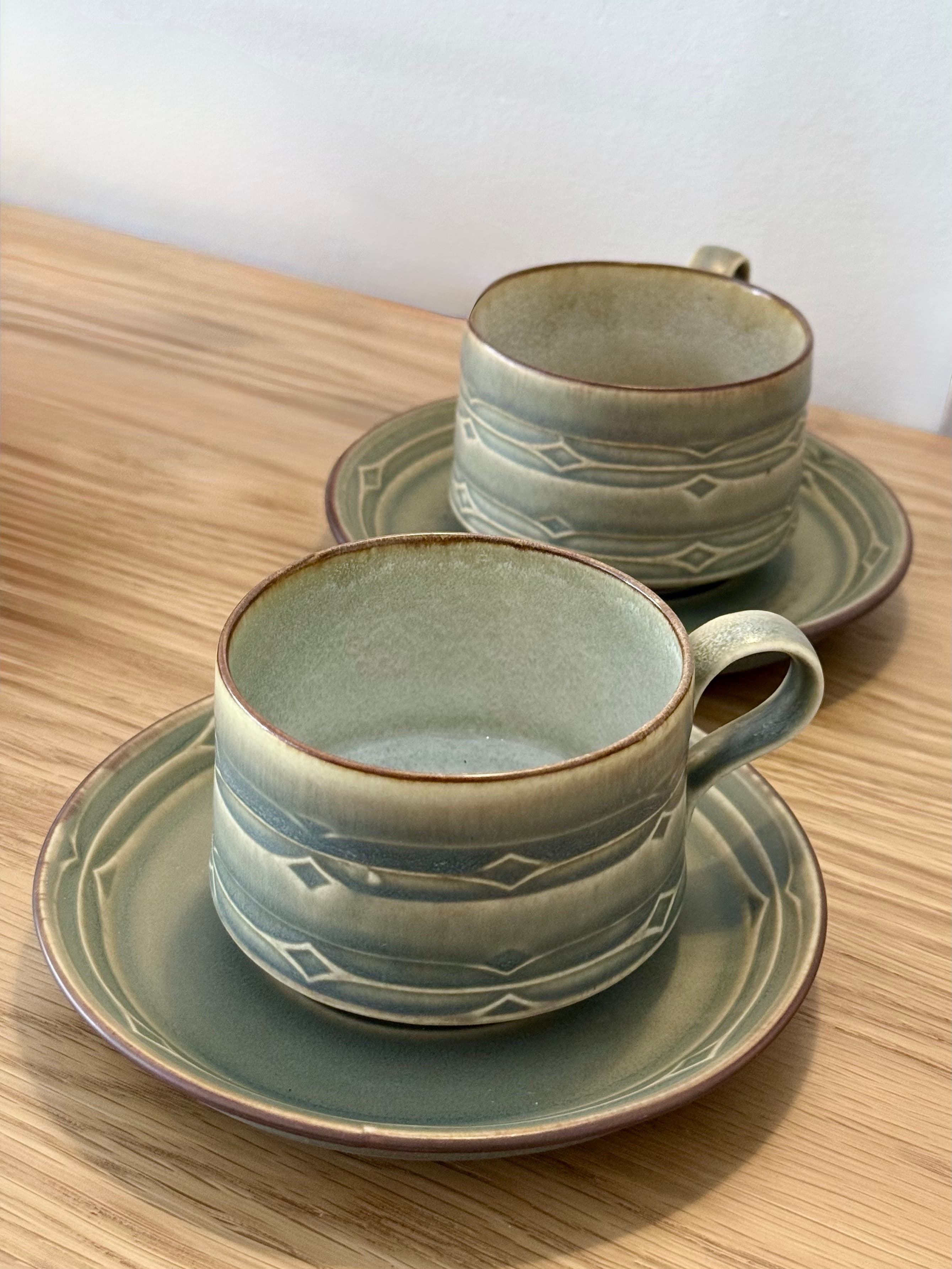 Mid century Danish tableware - Pair of Rune Cups & Bowls, Jens H. Quistgaard, 1969-1988