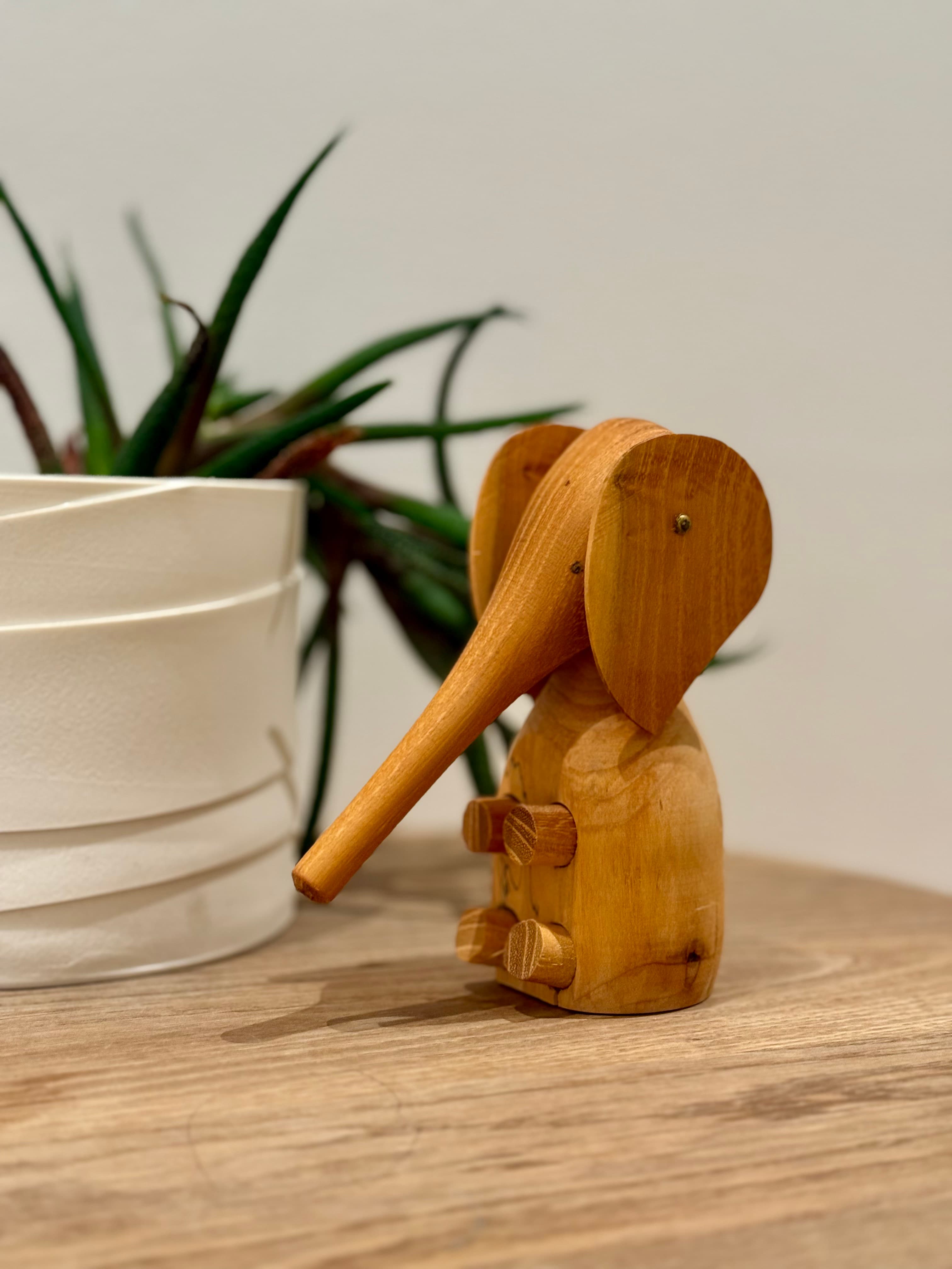 Vintage Scandinavian decor / collectibles - Handmade wooden elephant figurine (Danish style)