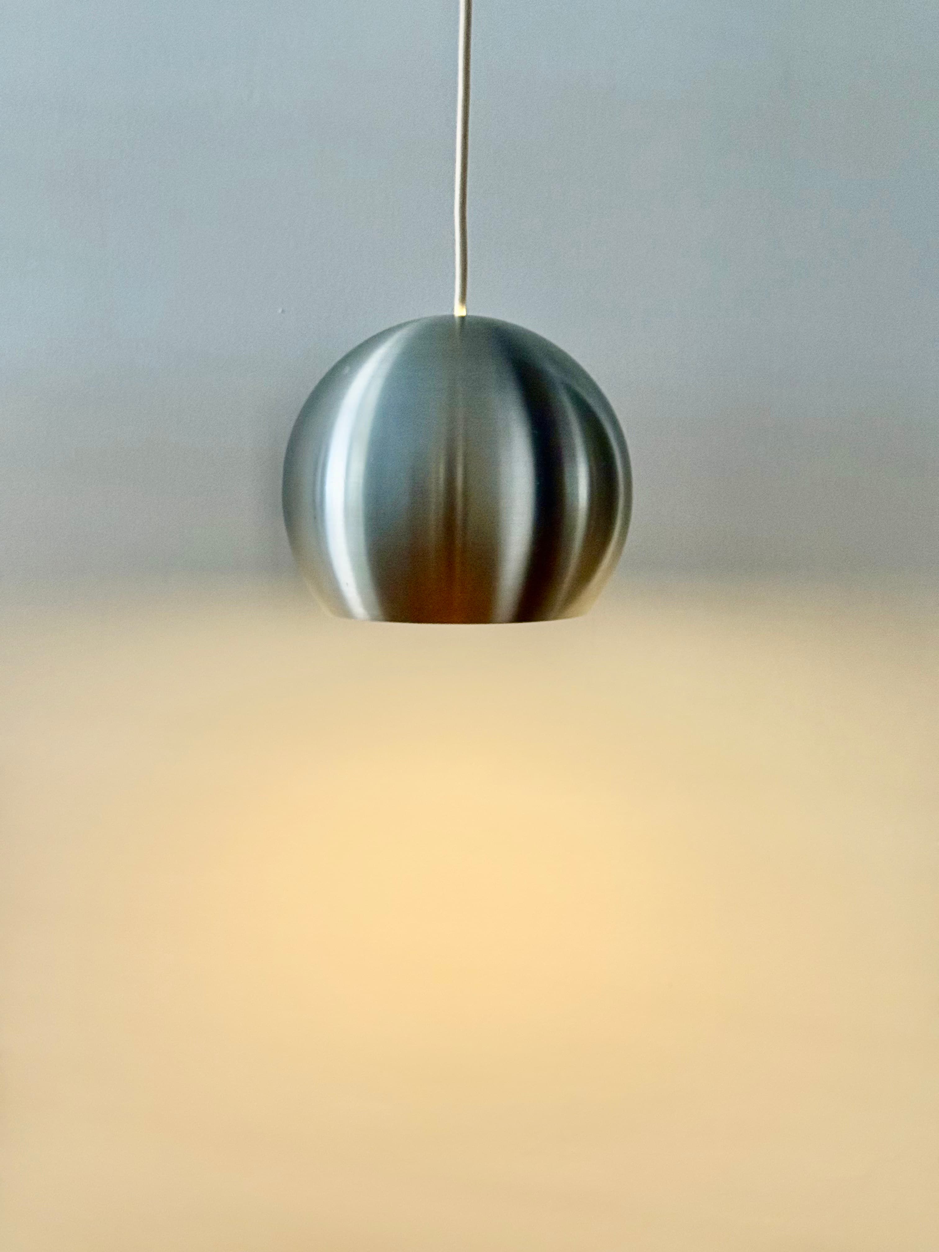 Mid century Danish lighting - Ball Pendant Lamp in Aluminum with Brass Finish by Benny Frandsen, 1968