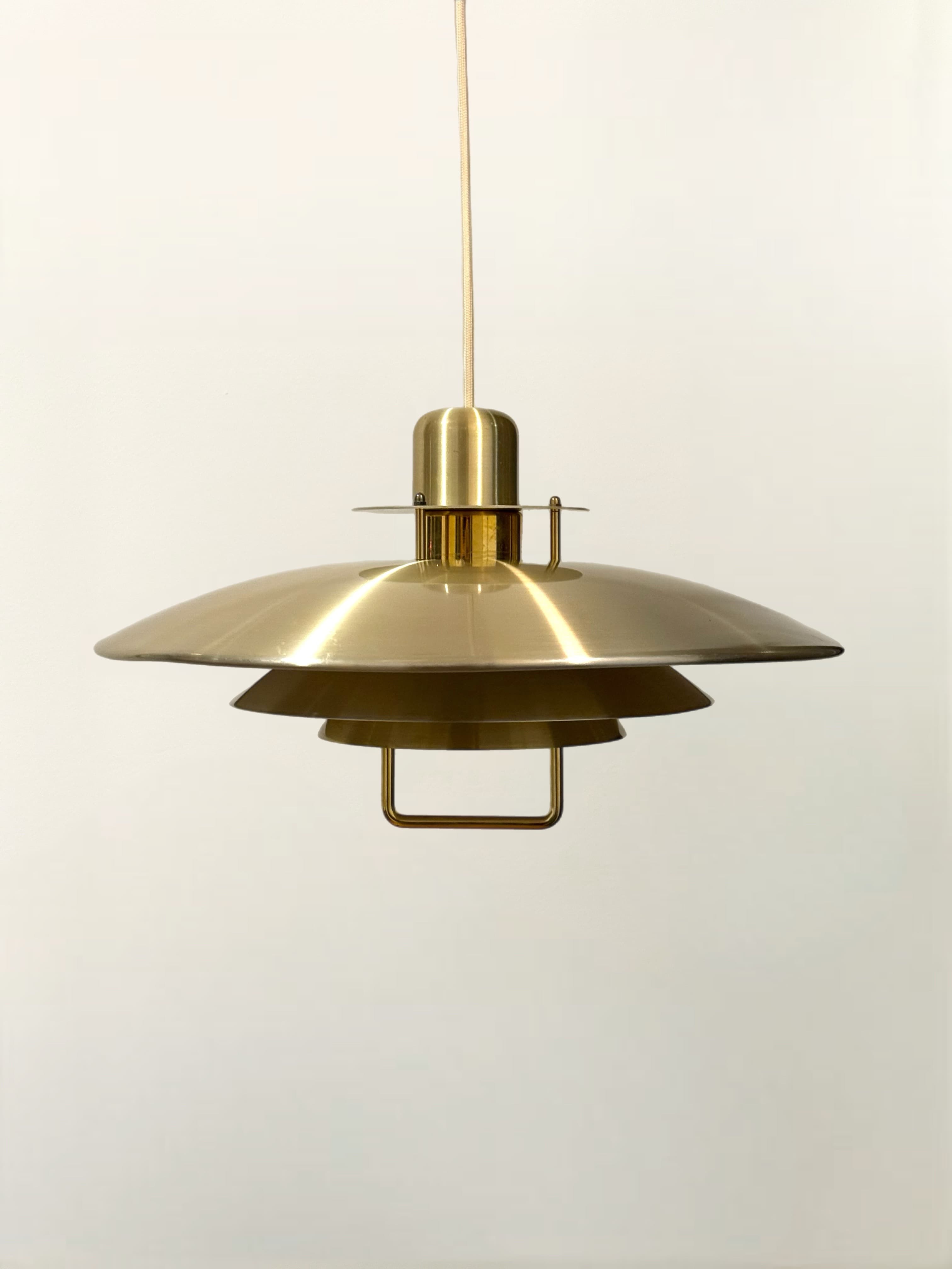 Vintage Danish lighting - Aluminum Pendant Lamp with Brass Finish - Belid - 1980s