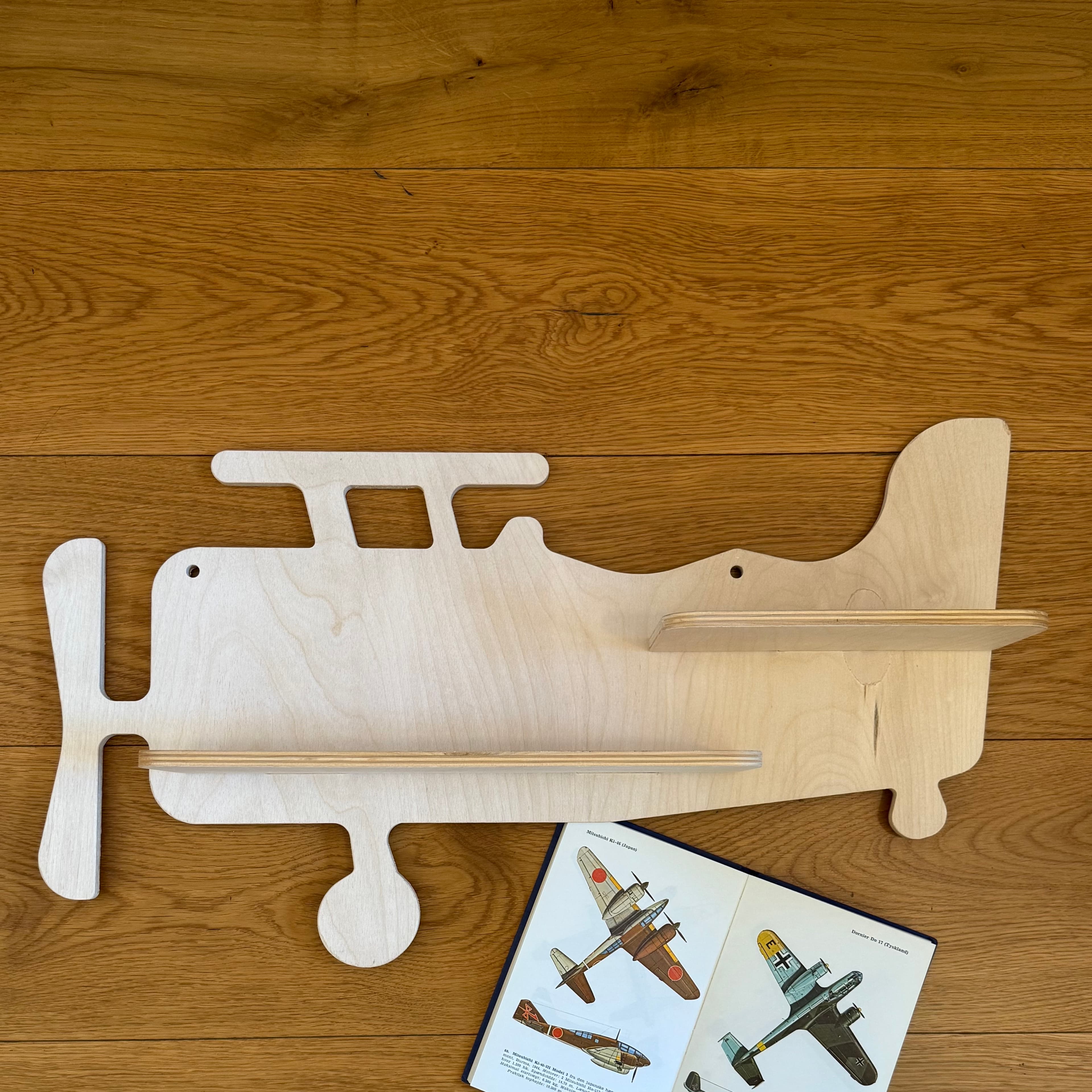 Vintage Scandinavian furniture - Danish Wood Wall Shelf - Airplane, Pixiform, 2020