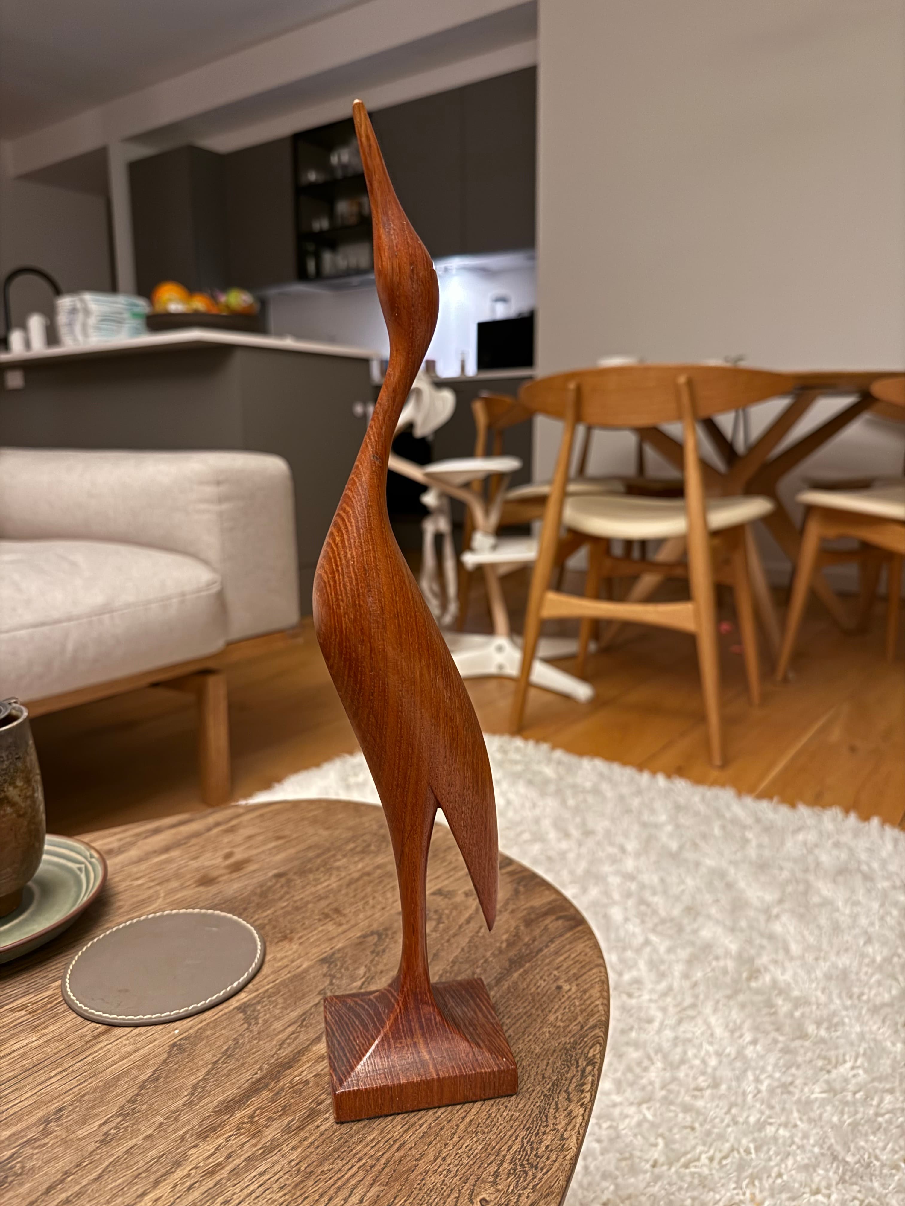 Mid century Scandinavian decor - Teakwood Crane Sculpture