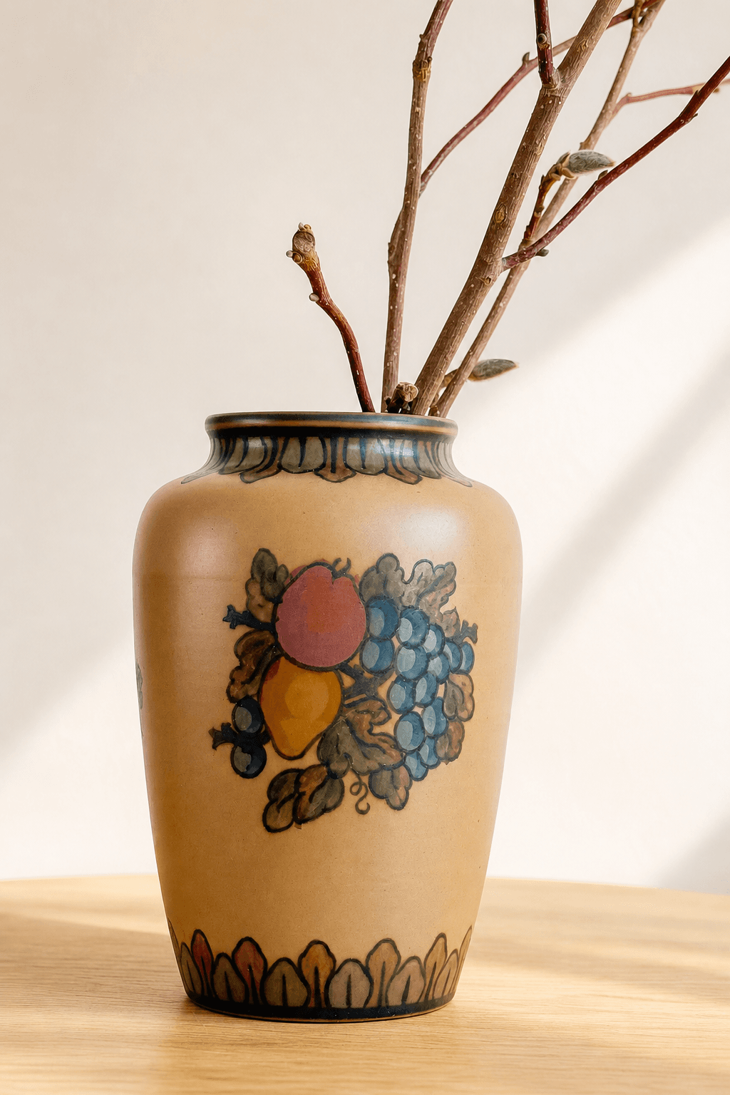 Vintage Danish decor - Hjorth Fruit Motif Vase