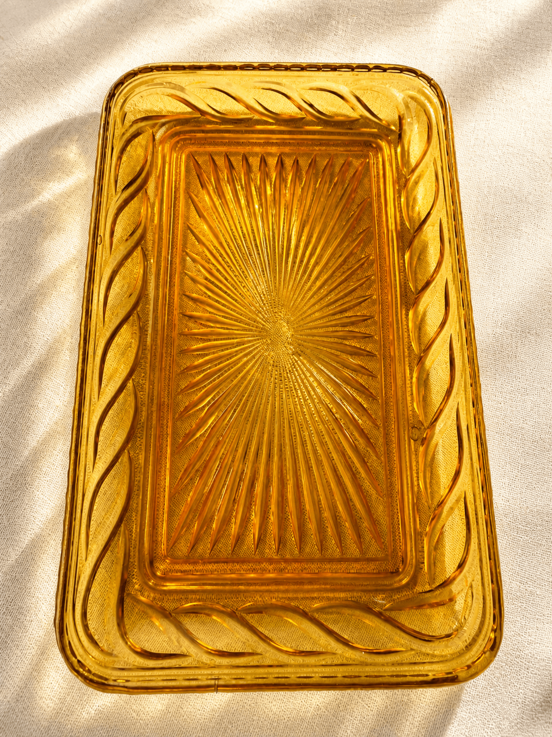 Vintage Danish decor - Amber Glass Tray